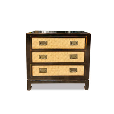 Rattan Inlaid 3 Drawers Dresser