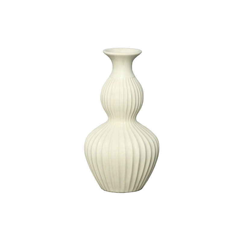 Vase en céramique à finition brillante blanc, H 15,5 po x l 8 po x P 8 po