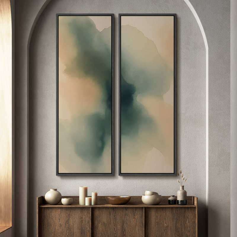 «Vintage Landscape Wall Art», ensemble de 2 toiles encadrées 20 x 60 pouces, Noir