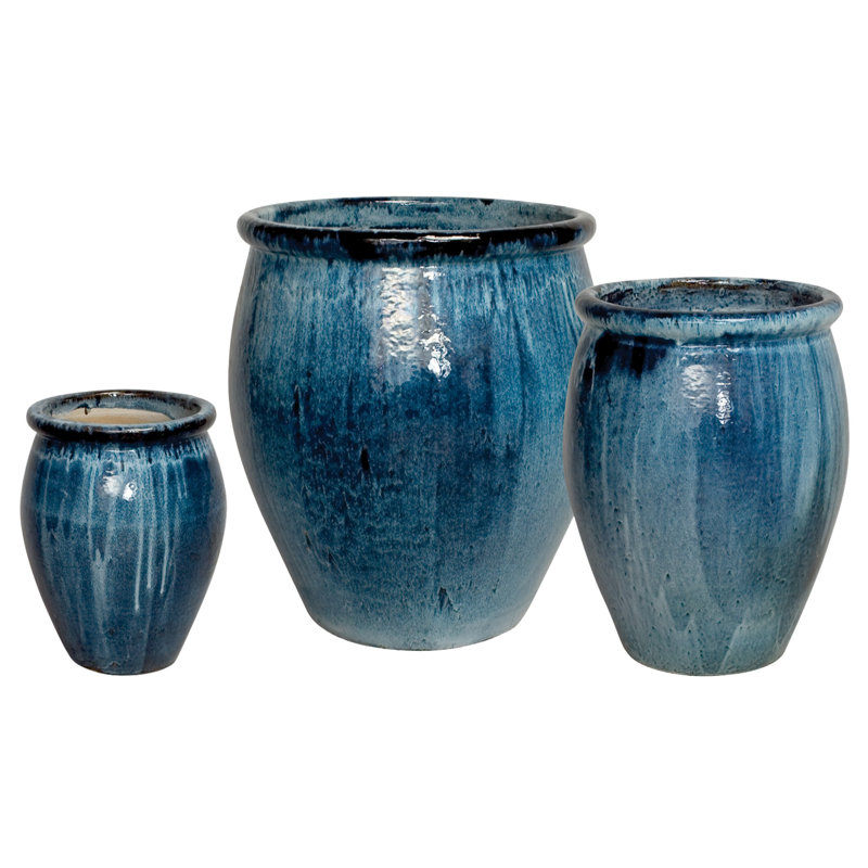 Lip Handmade Ceramic Planter, Quin Blue, 30" H x 25" W x 25" D