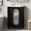 Meuble-lavabo de 20 po avec lavabo, meuble-lavabo avec tablette à deux niveaux, tablette réglable, bois massif et panneau de fibres à densité moyenne, noir-116234413
