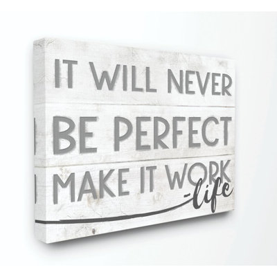 «Make It Work Inspirational Family Word Design», reproduction d'art textuel sur toile