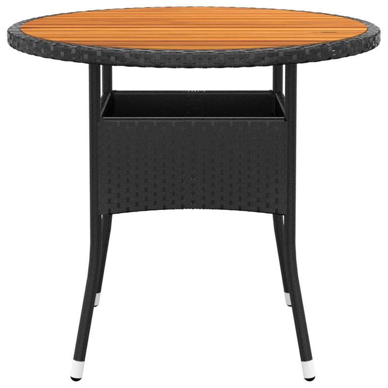 Garden Rattan/Steel/Wooden Dining Table, Black, 75 x 80 x 80cm