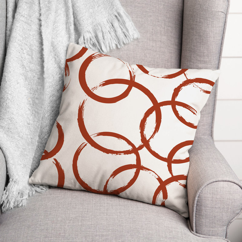 Geometric Outdoor Reversible Throw Pillow, Orange/Red