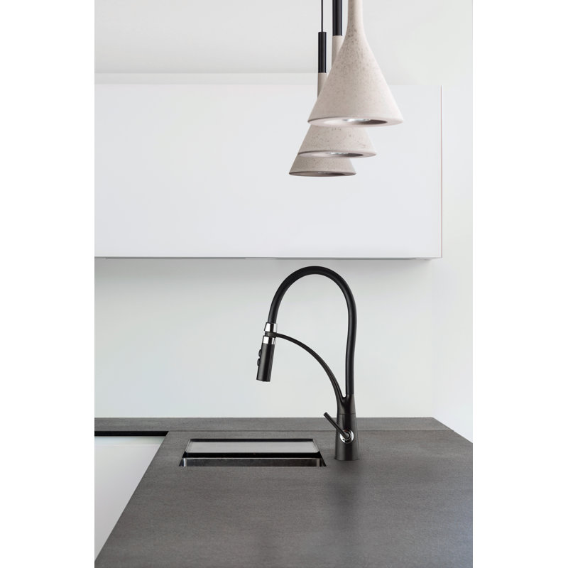Julius Culinary Single Handle Pull-Down Kitchen Faucet, Satin Black