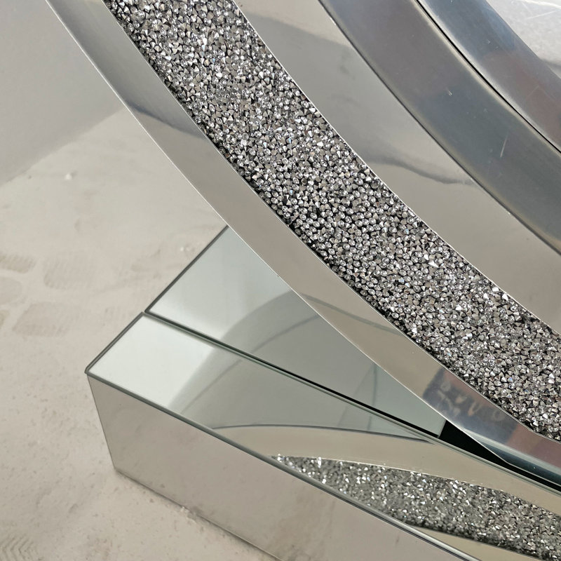 Console en verre à miroir 47,9 "avec diamant 3C Crush, Silver
