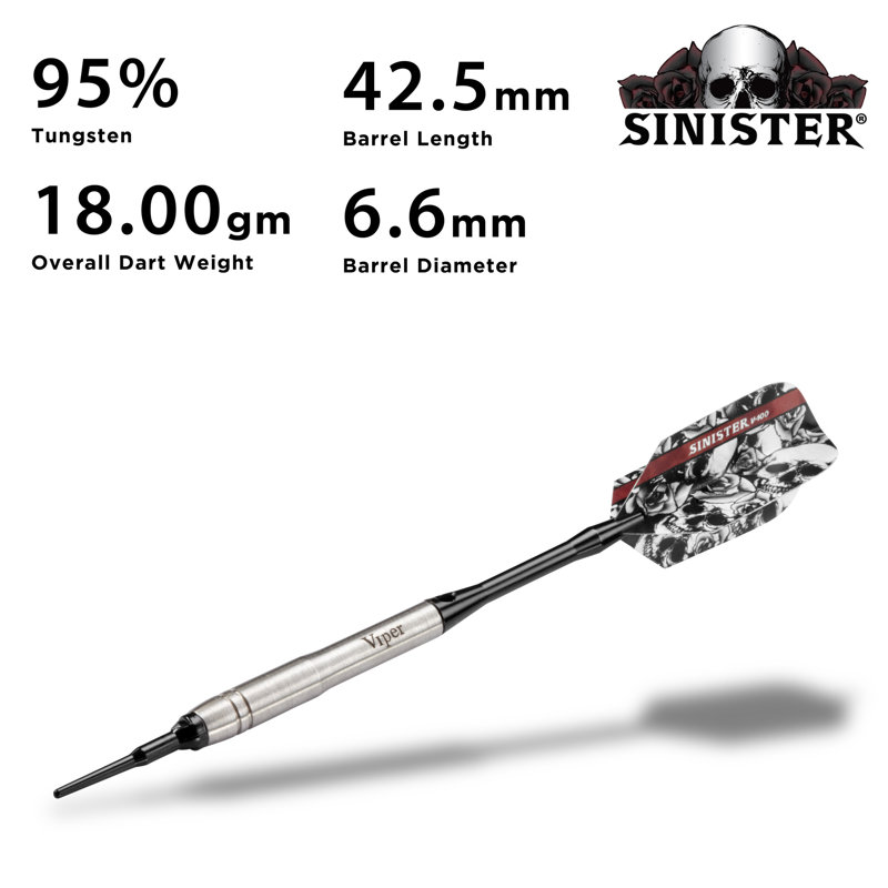 Ensemble de fléchettes Viper Sinister 95% tungstène, Baril nervuré