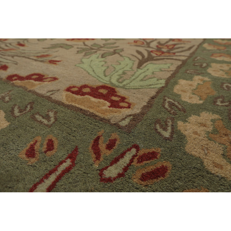 Rectangle Geometric Power Loomed Wool Area Rug, Rectangle 7 pi 9 po x 9 pi 9 po