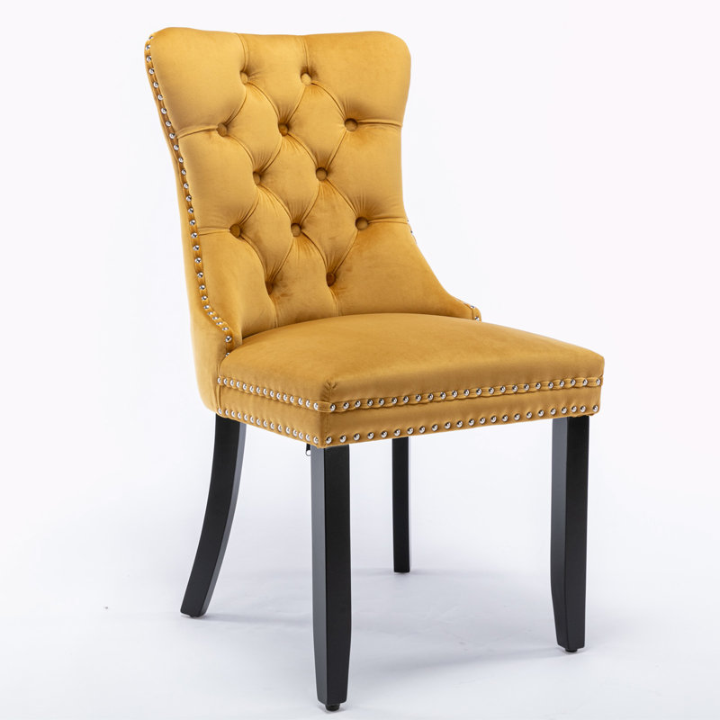 Fukuichi Velvet Side Chair, Gold Velvet