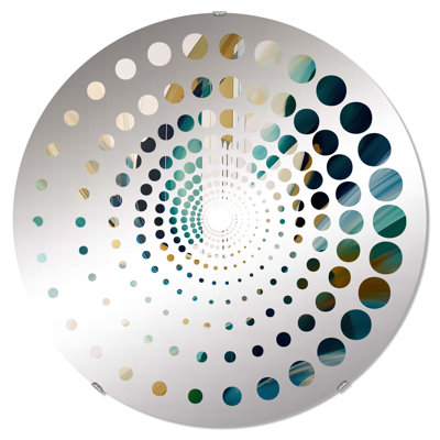 Crème et vert harmonique Convergence III - Miroir décoratif à spirales MIR102458 C