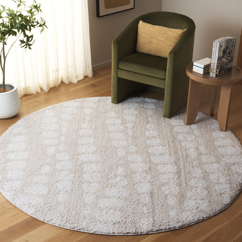 Tapis à poil long en polyester Rumi, Rond 6 pi 7 po