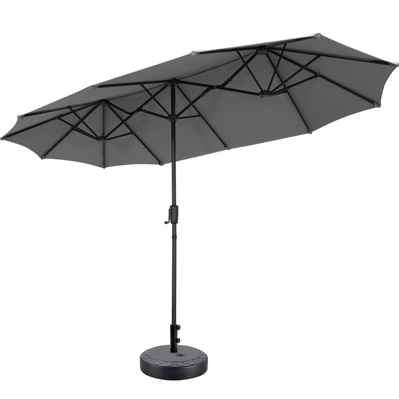 Parasol de patio 13 pi avec base, Gris