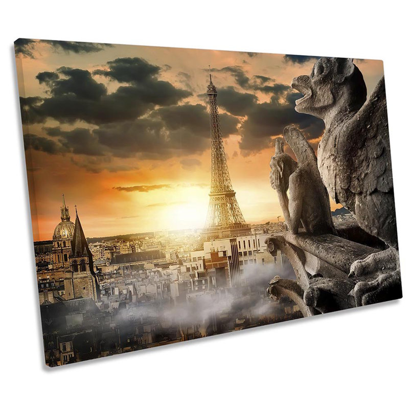 Notre Dame Paris Sunset - Wrapped Canvas Print, 40.6cm H x 61cm W