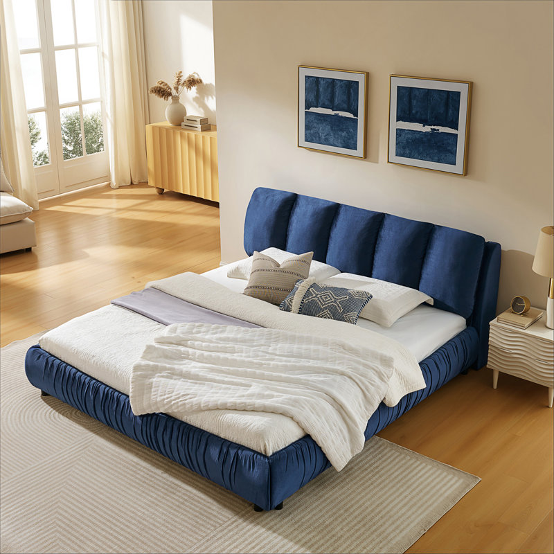 Structure de lit tapissier très grand, cadre de lit de style minimaliste moderne avec tête de lit éponge compressée