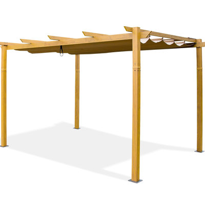 Outdoor Pergola With Stable Aluminum Frame And Sun Shade Canopy - Great For Bbq, Party, Wedding, Patio, Backyard, Deck, Garden Weather- Gazebo Retractable Sunshade. Aluminum. 13Ftx9ft, 98Lbs. Fade &
