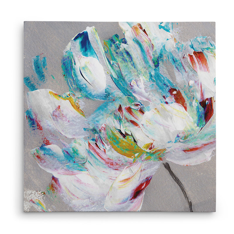 Flower Power - reproduction d'art, H 16 po x l 16 po x P 1,5 po, Toile tendue
