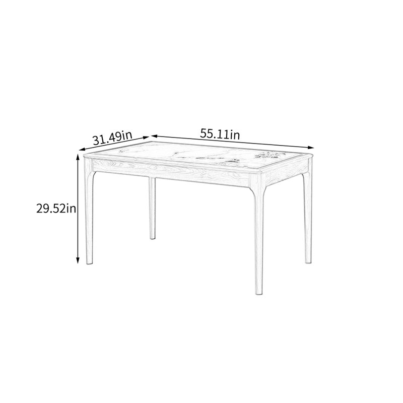 Ash Solid Wood Dining Table, 31.49" W x 55.11" L