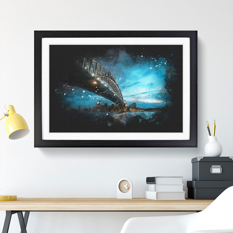 Sydney Harbour Bridge in Australia - Picture Frame Graphic Art Print, Black Framed, 45cm H x 63cm W x 2cm D