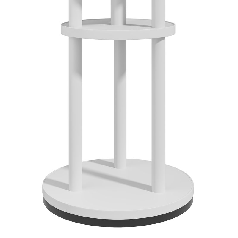 Freestanding Coat Rack, Wood Rotary Coat Hall Tree Stand With 3 Tiers Storage Display Shelf And 6 Hanging Handles For Entryway Bedroom Corner Office Garment Clothes Holder