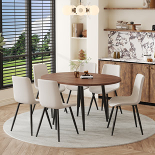 42-54'' Extendable Dining Table Set With Comfortable Upholstered Dining Chairs
