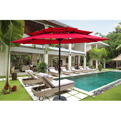 9Ft 3-Tiers Outdoor Patio Umbrella With Crank