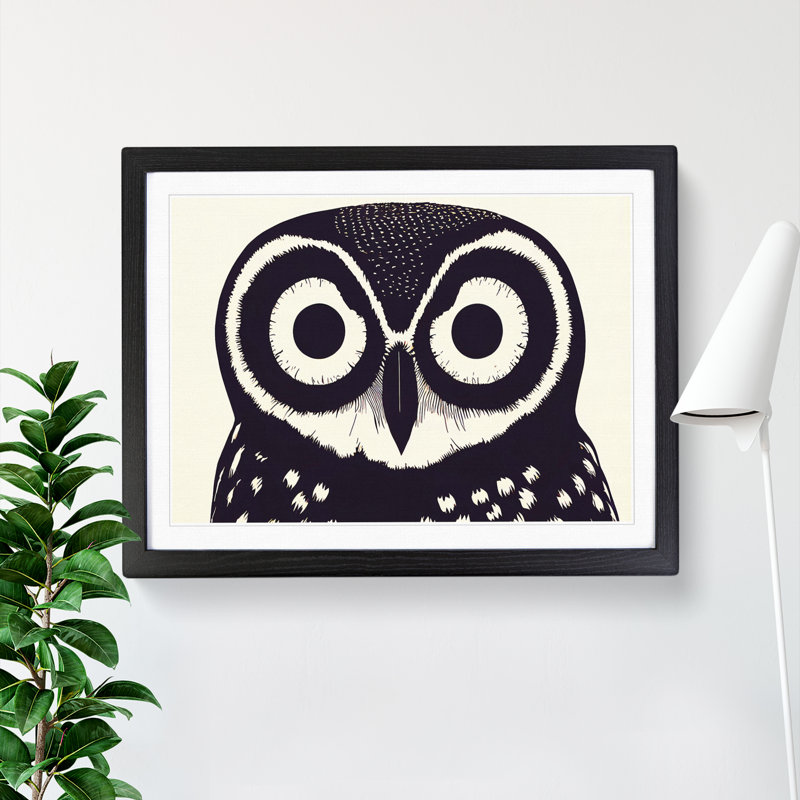 XH1022-9467X Unique Owl Art Vol.4 - Single Picture Frame Print, Black Framed, 34cm H x 46cm W x 2cm D