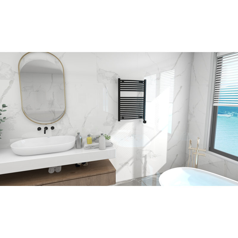 Chauffe-serviettes mural électrique, H 31,5 po x l 23,62 po x P 2,75 po, Noir mat