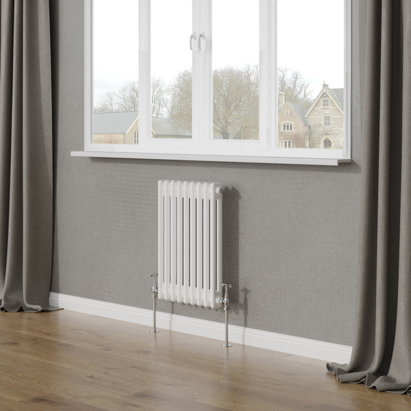 Valda Vertical Traditional 2 Column Designer Radiator, 60cm H x 42.5cm W, White