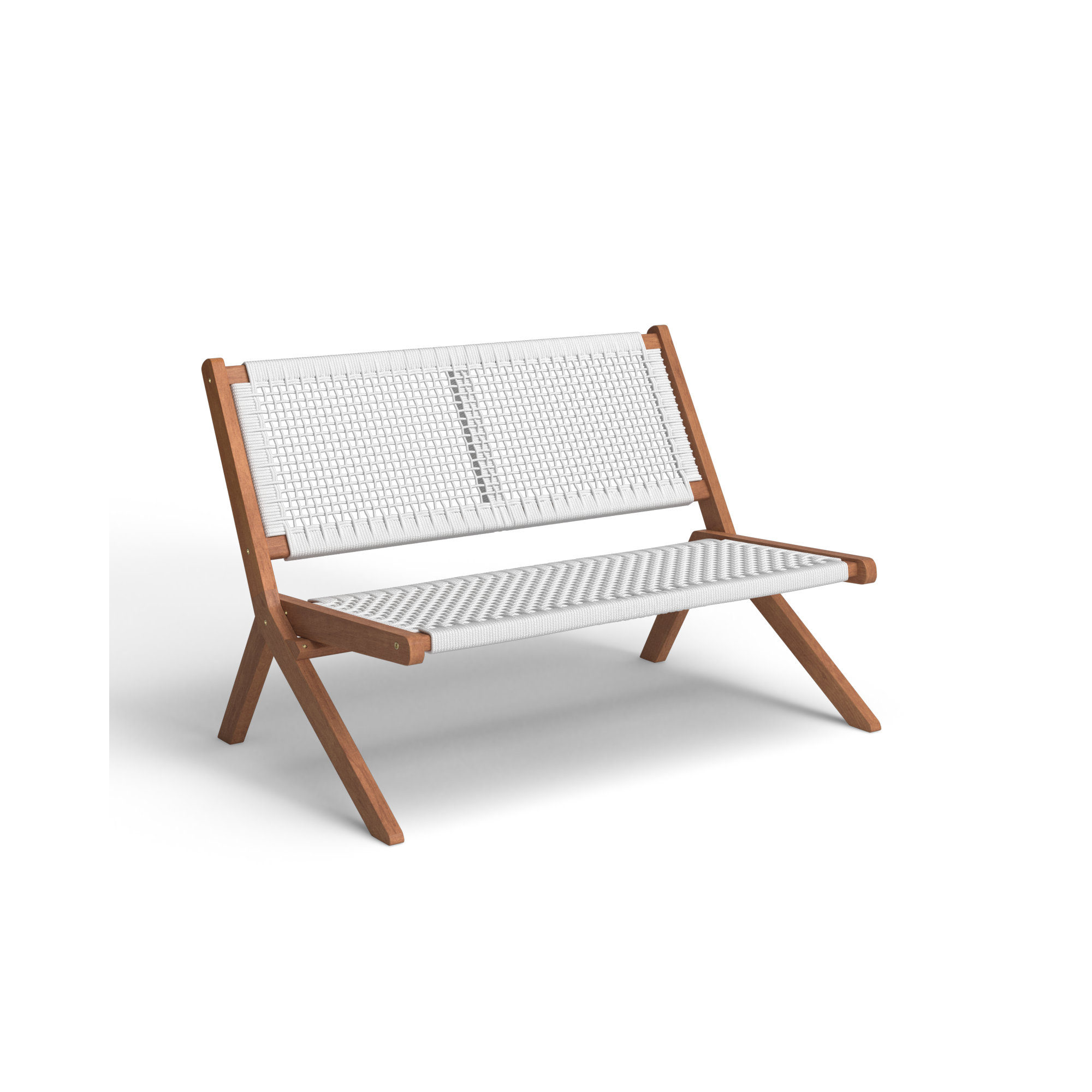 Kismet 45.47'' Folding Outdoor Bench, White, Natural