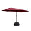 Parasol de marché pour terrasse avec double base rectangulaire double 15 x 9 pi avec lumière et base, rouge-129131559