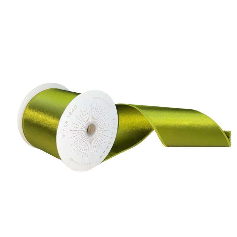Ruban de Noël en satin 4 po x 10 po Vickerman, Vert mousse