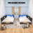 Corner Bed Frame With Storage Bookcase, Daybed With Storage Drawers Underneath, Kids Bed Unit With Charging Station And LED Light-702101510-702101504