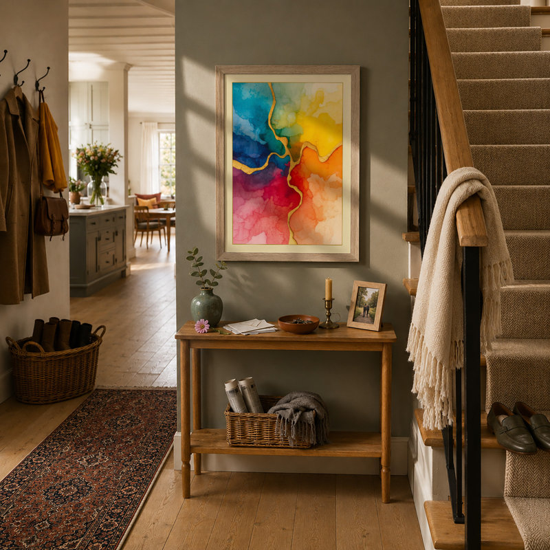 Flowing Colour Abstract - Print, A2 - 59.4 x 42.0 cm, Oak