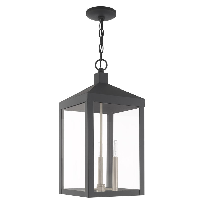 Lanterne suspendue d'extérieur à 3 lumières Inniss, H 24 po x l 10,5 po x P 10,5 po, Gris scandinave