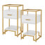 Glass Top Trestle End Table