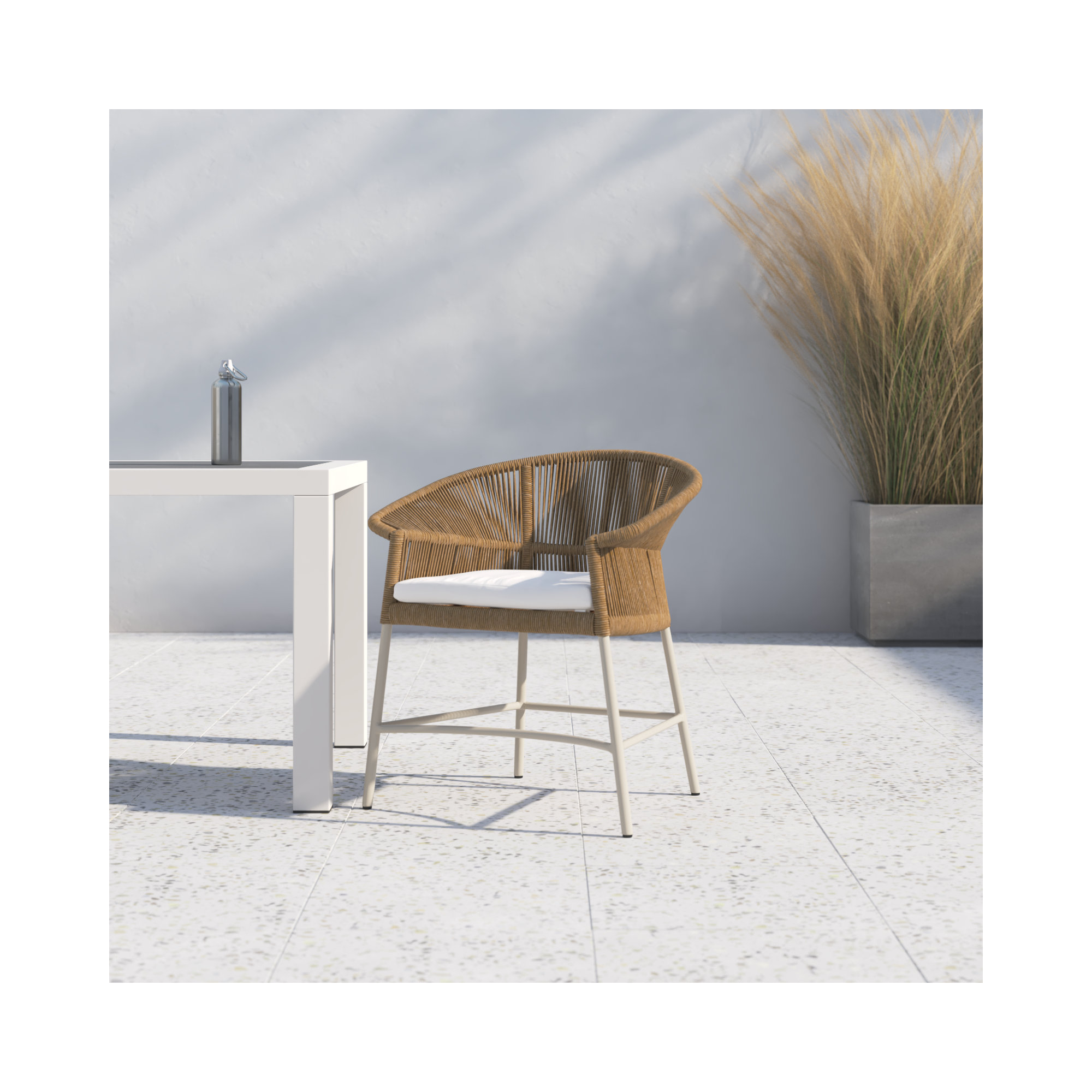 Melby Premium All-Weather Wicker Outdoor Dining Armchair with Cushion