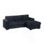 Canapé modulaire moderne de style contemporain de 2 pièces avec accoudoir à droite et accoudoir à gauche avec pieds en plastique recouverts de tissu d'ameublement noir foncé Diara-778779566