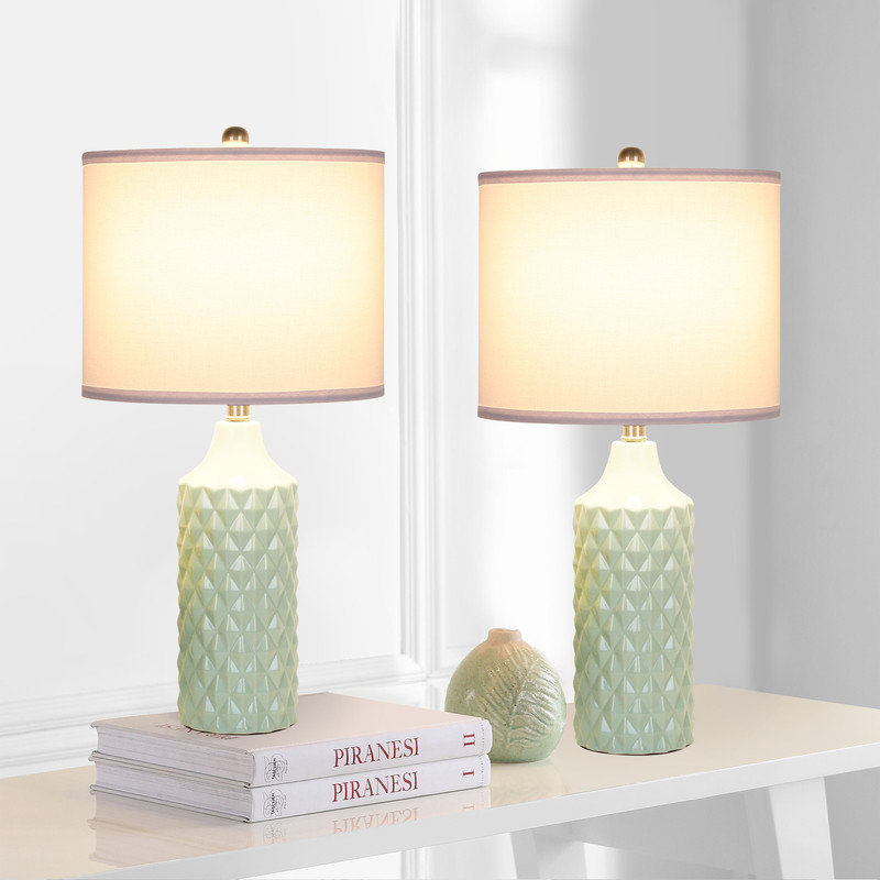 Creight Ceramic Table Lamp, Green