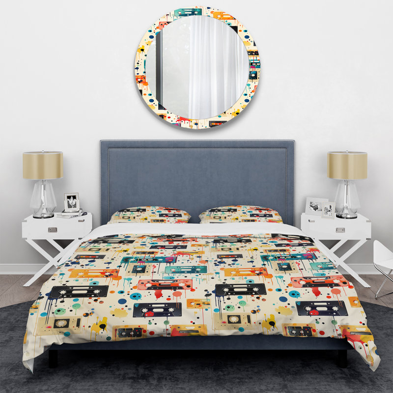 Graffiti Pop Art Cassette Tape Pattern - Ensemble de housse de couette à motif abstrait