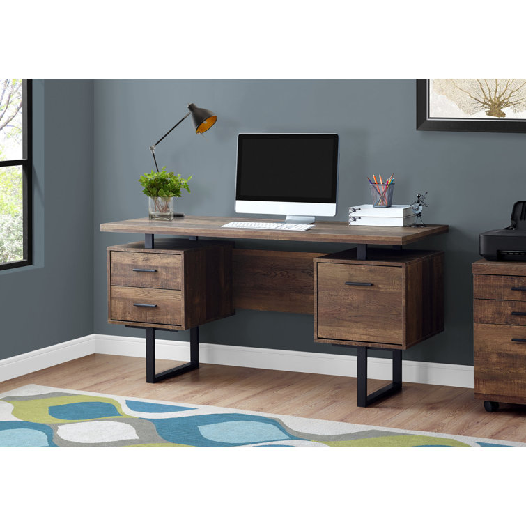 Jazarian Computer Desk, Home Office, Laptop, Left, Right Set-up, Storage Drawers, Work, Metal