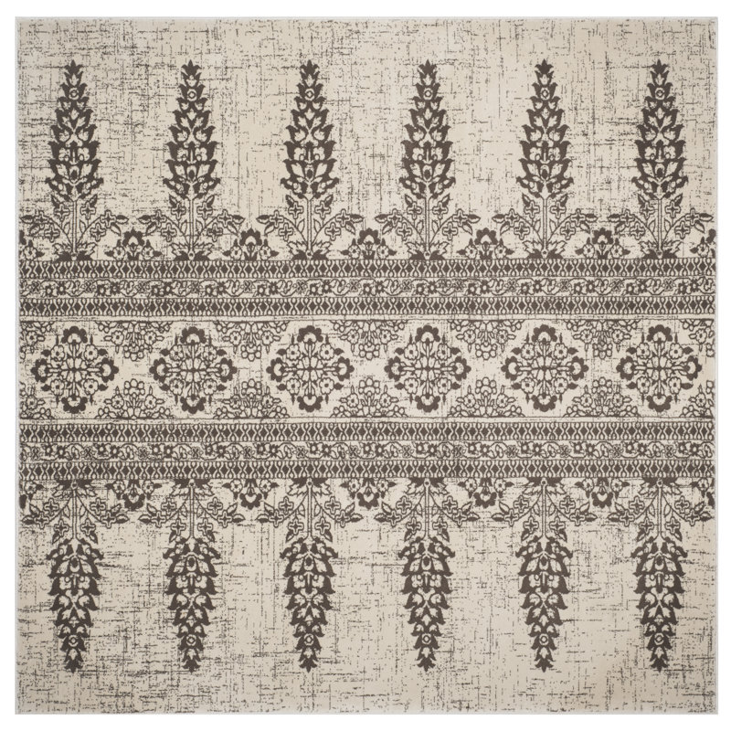 Annette Floral Ivory/Silver Area Rug, Rectangle 4' x 6'