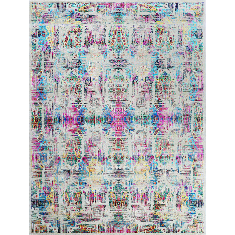 Hand Knotted Abstract Indoor Rug, Rectangle 6' x 9'