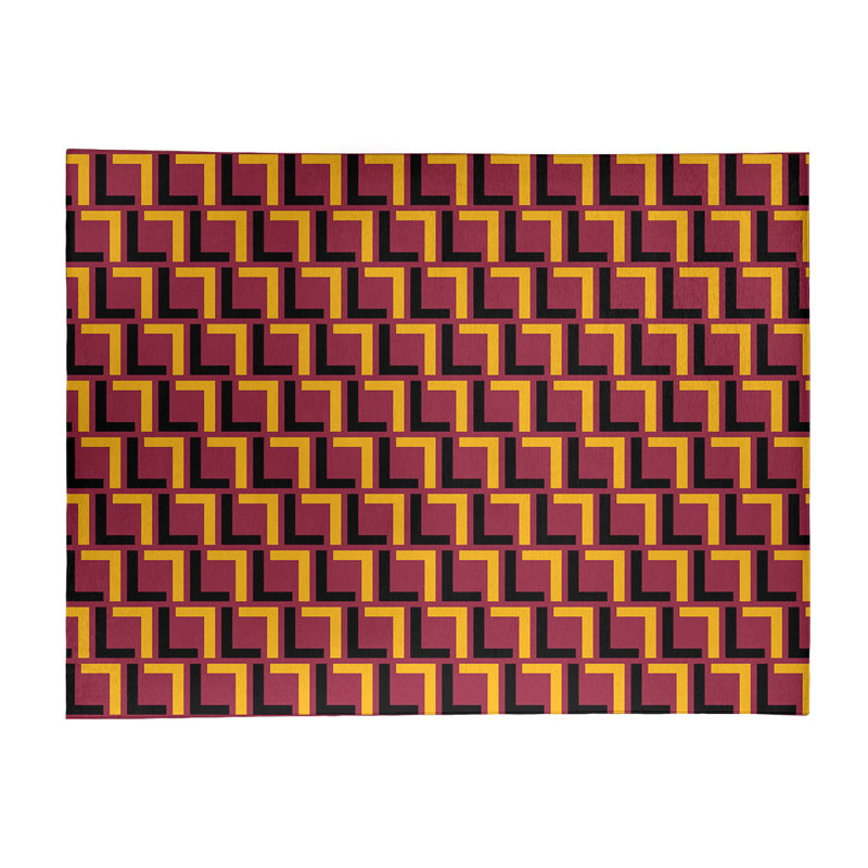 Tapis géométrique rouge / jaune / noir, Rectangle 9 pi x 12 pi