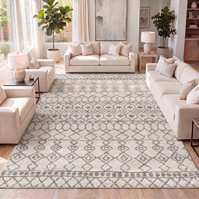 Tapis crème / gris Bouton Bouton Beni Souk