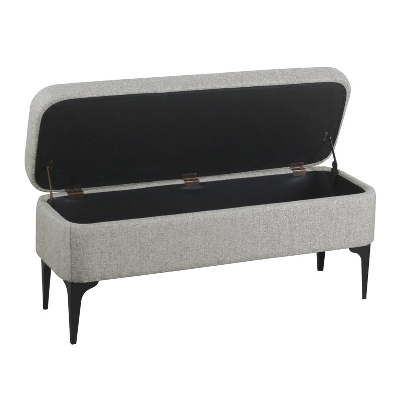 Ameelya Upholstered Storage Bench, Sustainable Gray Woven