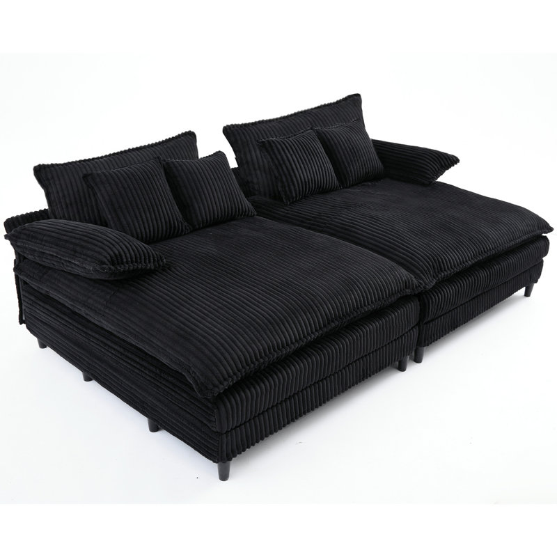 109" W Oversized Double Lounge Chaise, Black