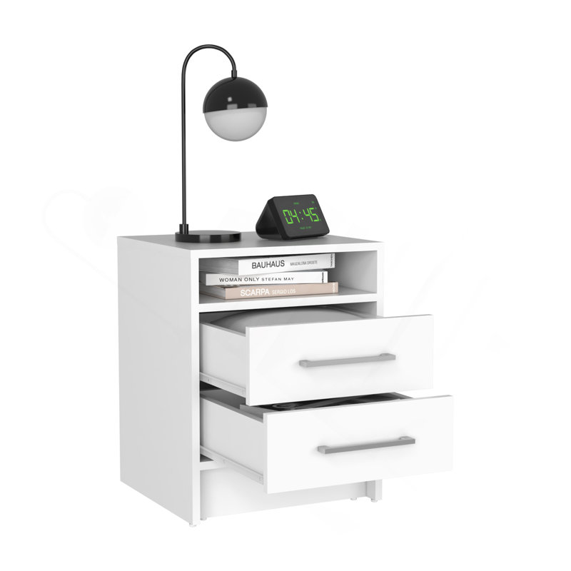 Table de chevet à deux tiroirs 24 po Greter, Blanc