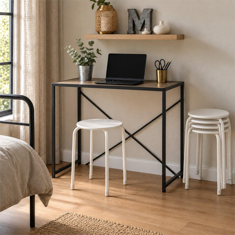 Metal Accent Stool, White