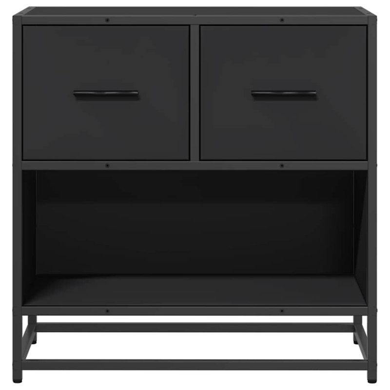 60cm W Metal Bedside Table, Black