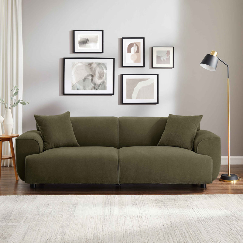Wallas 231.1Cm Round Arms Sofa, Olive Rayon/Viscose
